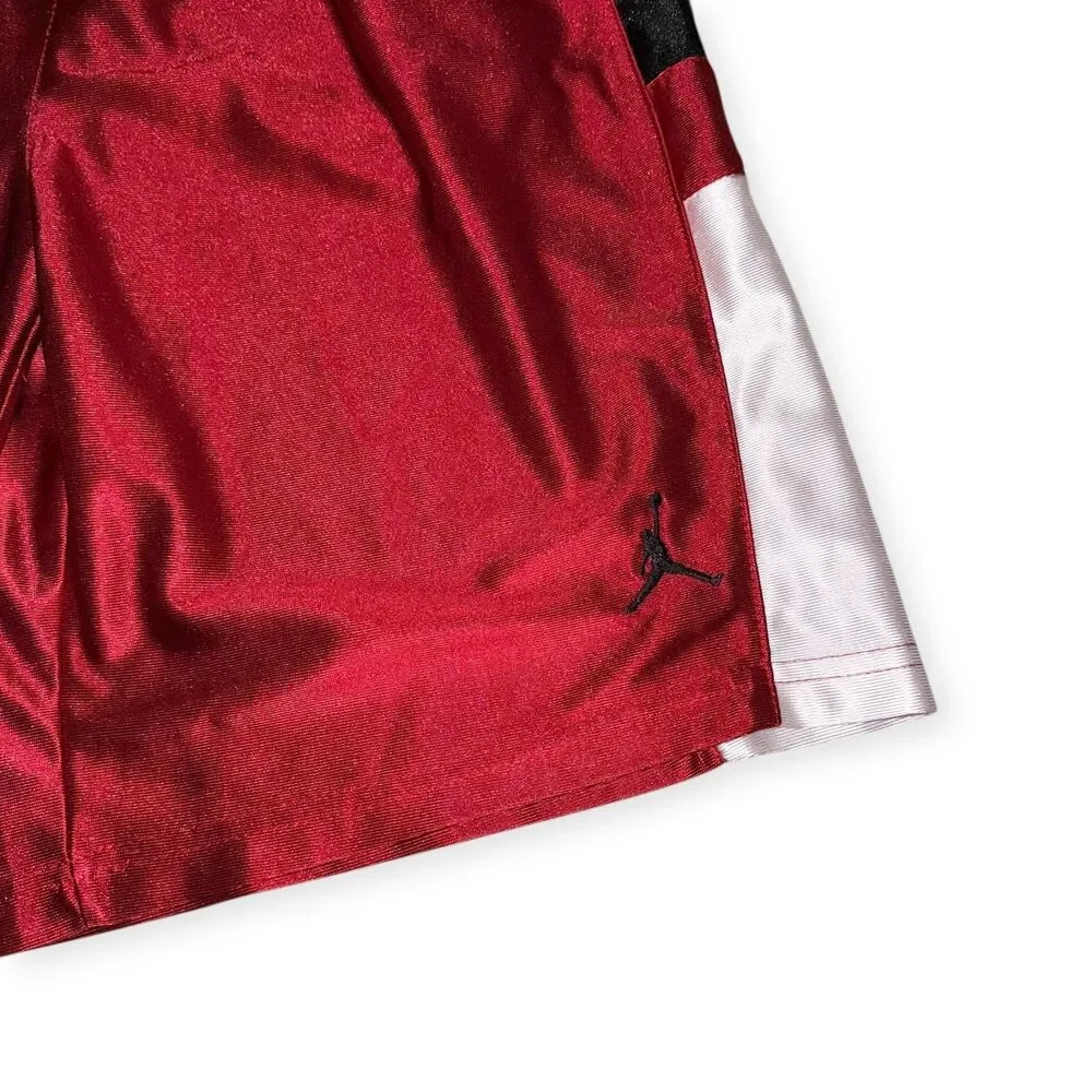 Jordan Vintage Super Rare Basketball Dazzle Shorts Silky Red Black Youth XL Smal
